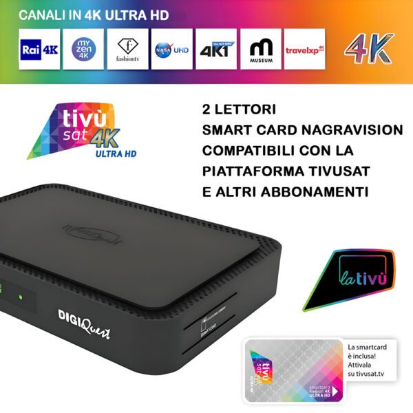Digiquest Q90 decoder sat tivusat registratore 4k ultra hd 3