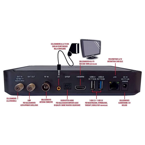 Digiquest Q90 decoder sat tivusat registratore 4k ultra hd retro