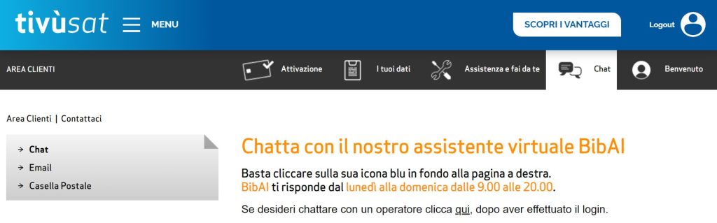 Tivusat servizio chat
