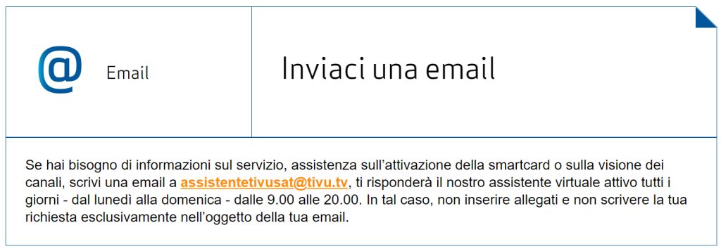 Assistenza tivusat mandare email