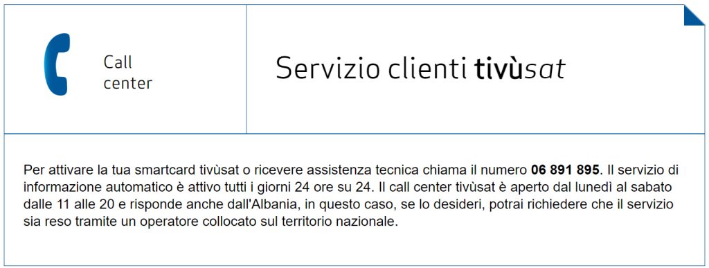 Assistenza tivusat numero attivare smartcard