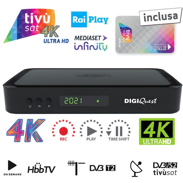 Digiquest Q90 Decoder Sat 4k registratore
