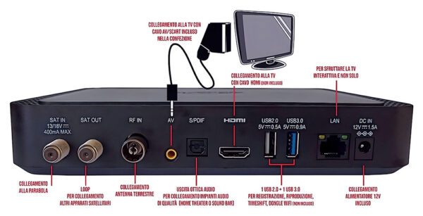 Retro di un decoder Tivusat