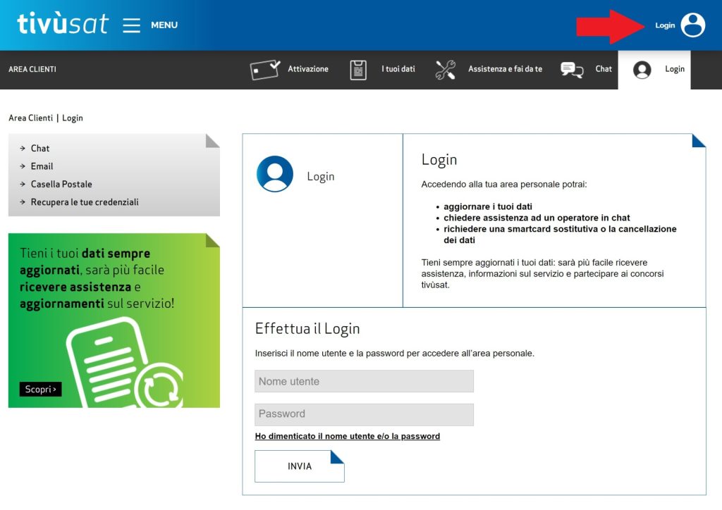 Tivusat Accedi all'Area Clienti