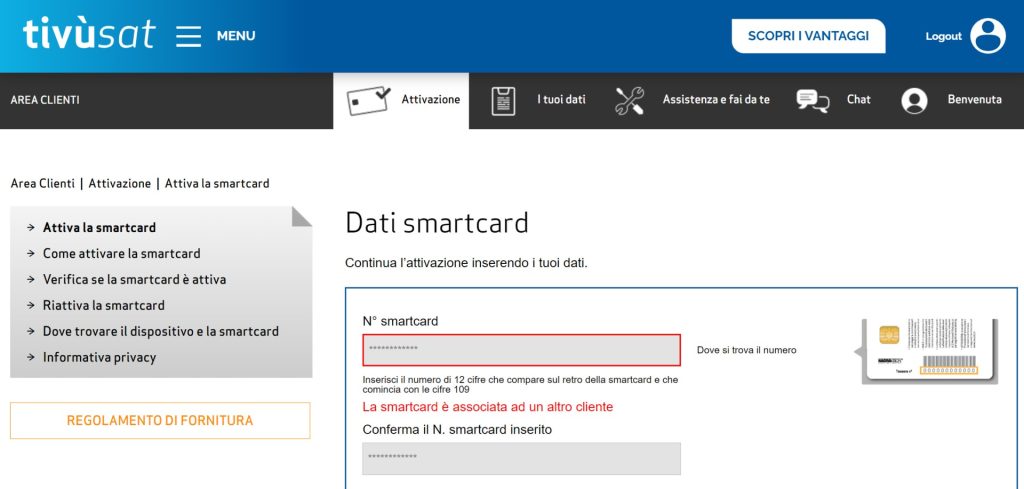 Tivusat smartcard associata altro utente